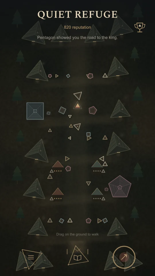The Quiet Refuge, a village of triangular houses where freed residents live.